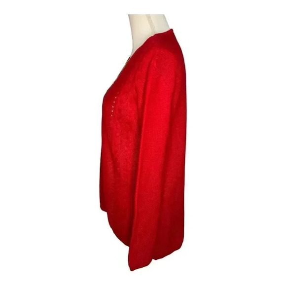 New‎ York & Company Women’s Medium Red Zippered V-Neck Sweater - Picture 2 of 4